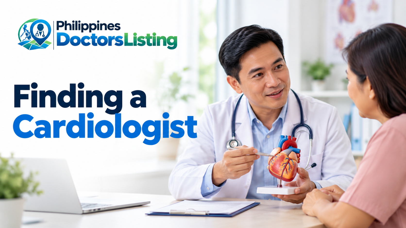PDL cardiologist guide with an illustrative doctor explaining a heart model