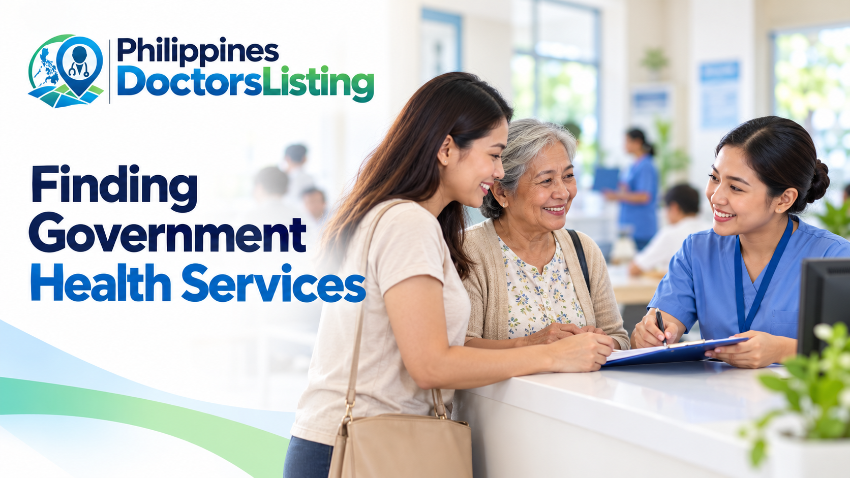 PDL government-health-services guide with an illustrative community health center
